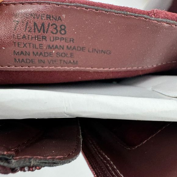 VINCE CAMUTO Enverna Almond-Toe Block Heeled Burgundy Suede Boots size 7.5 NWIB - Picture 12 of 14